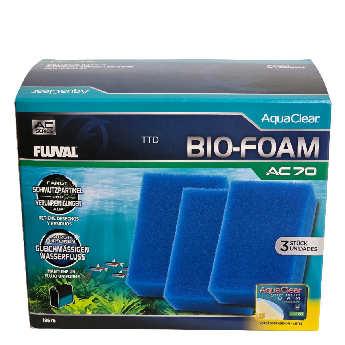Fluval Aquaclear 70 Bio Foam Insert blue - 3 Pack