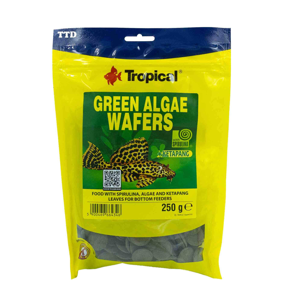 Tropical Green Algae 10mm Wafers 250g Sinking Fish Food Bag