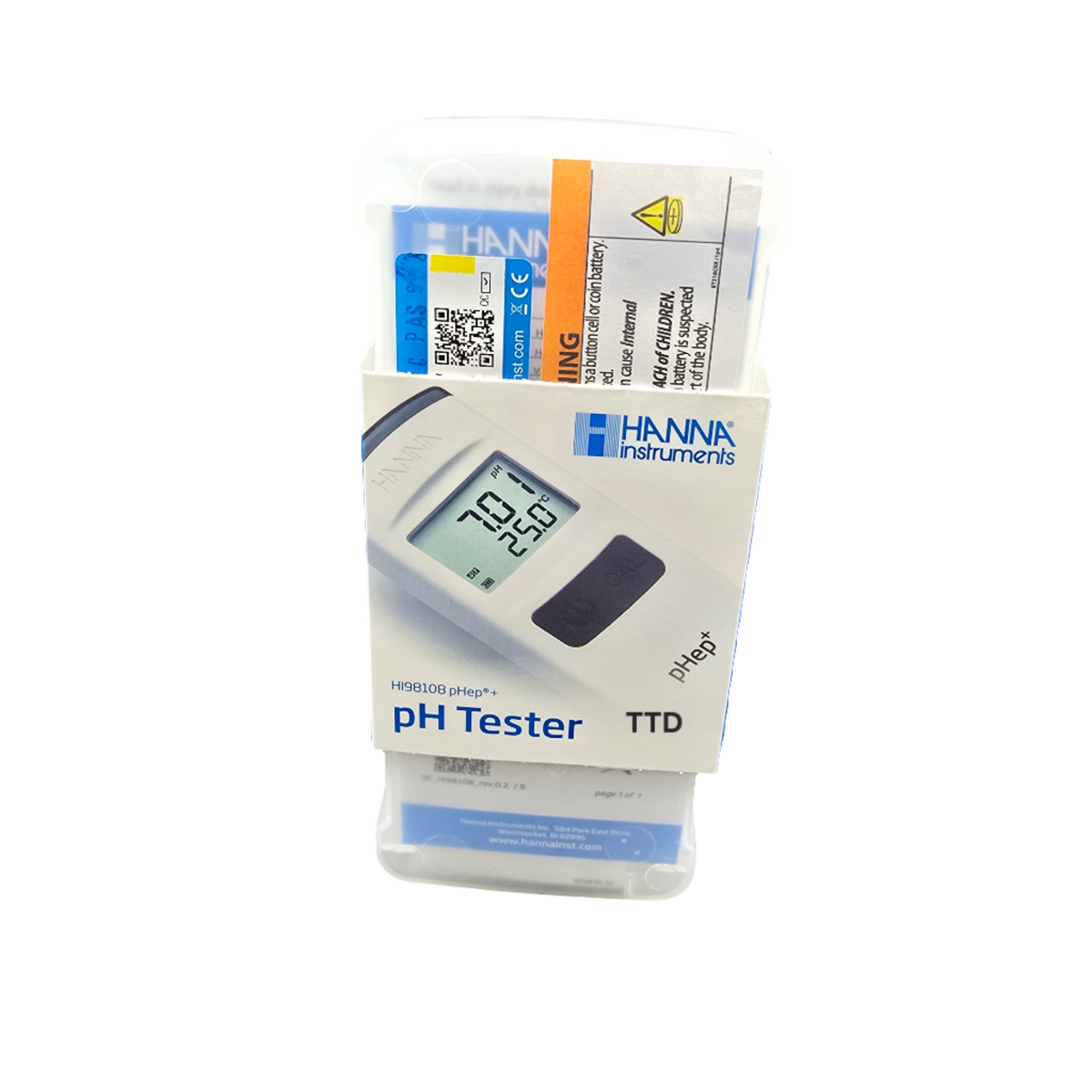 HANNA pHep+ Waterproof Pocket pH Tester with 0.01 pH Resolution - HI98108