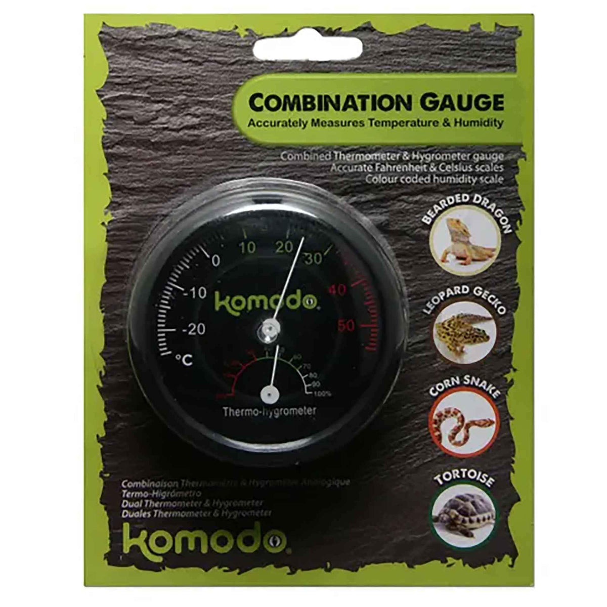 Komodo Combined Thermometer &amp; Hygrometer - Analog