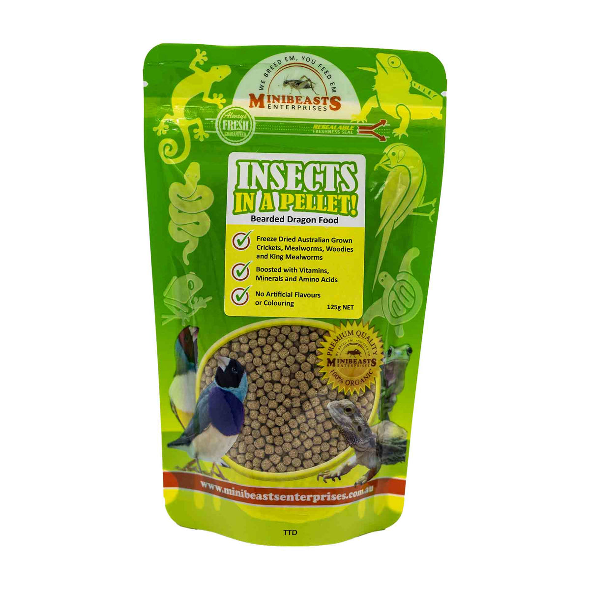Minibeasts Bearded Dragon Food 125g - Insects in a Pellet!