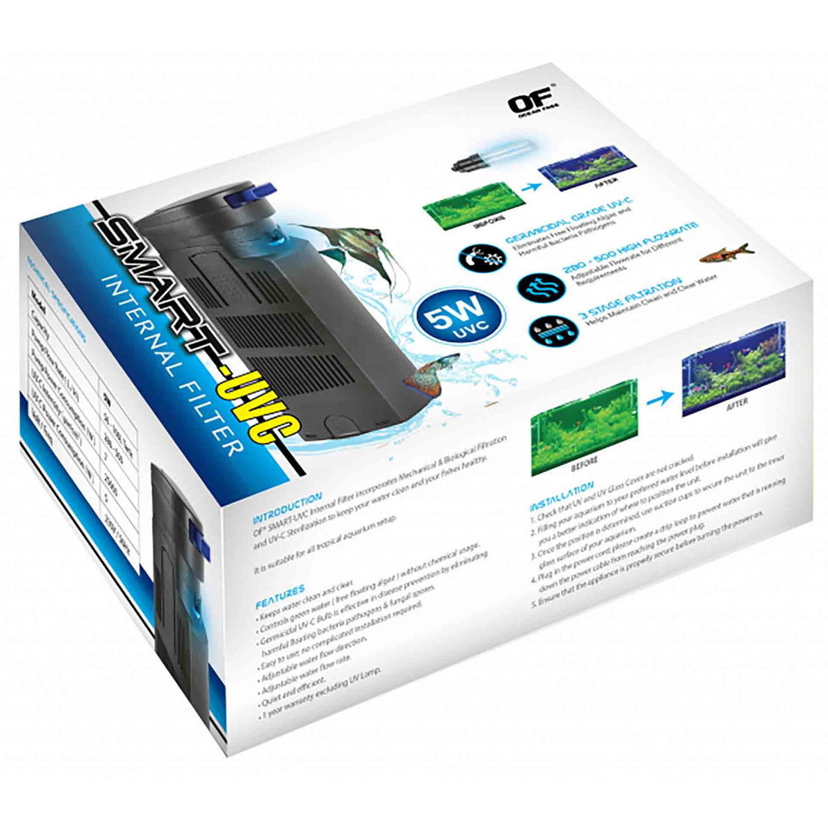 Ocean Free Smart UVC 5w Internal Filter - 280-500lph