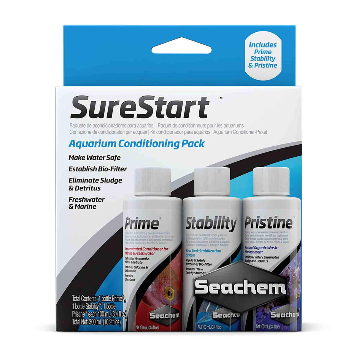 Seachem SureStart Pack Stability, Prime and Pristine 100ml
