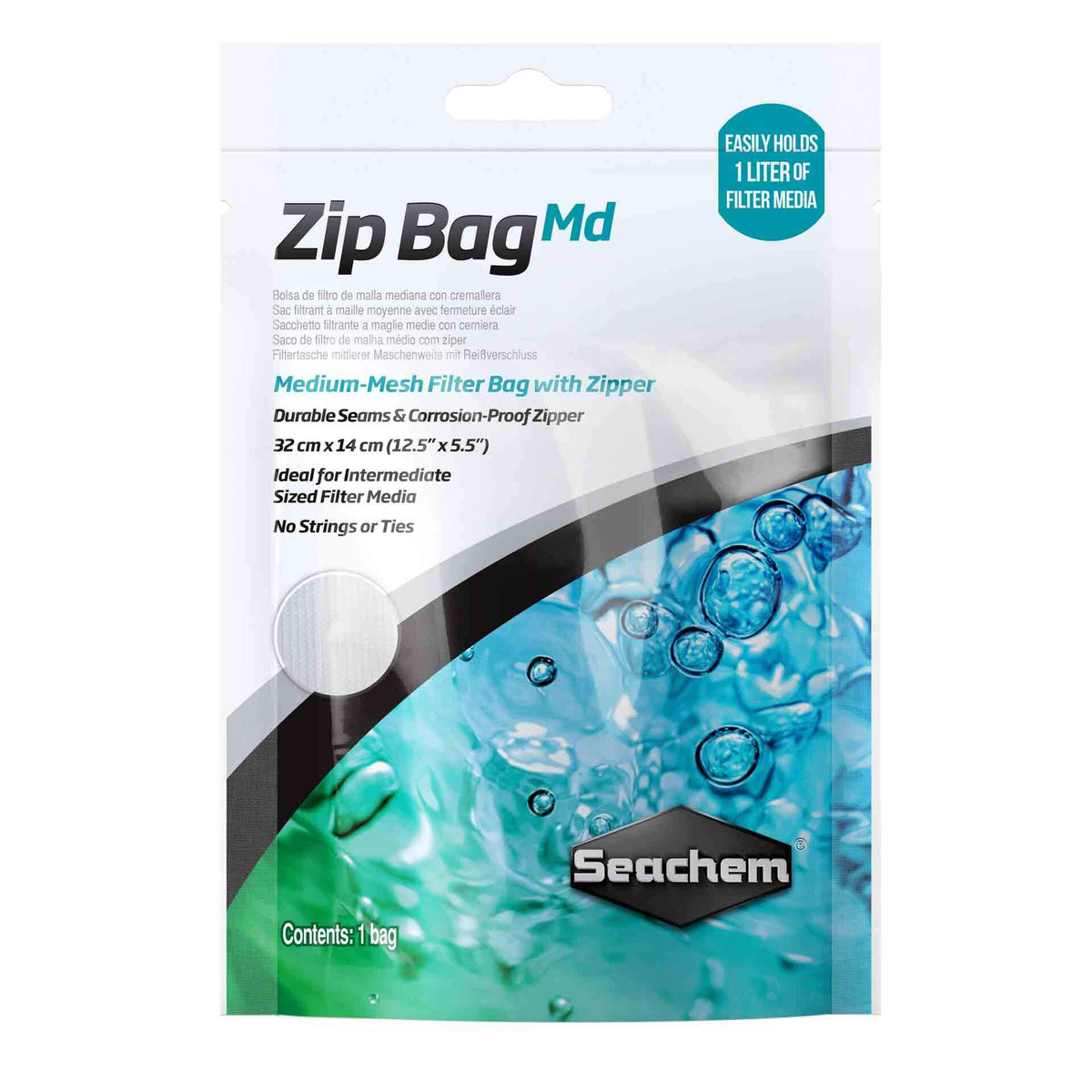 Seachem Zip Bag Md Medium-Mesh Filter Bag with Zipper (32cm x 14cm)