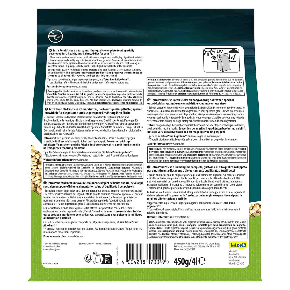 Tetra Pond Sticks Food 450g (New Version)