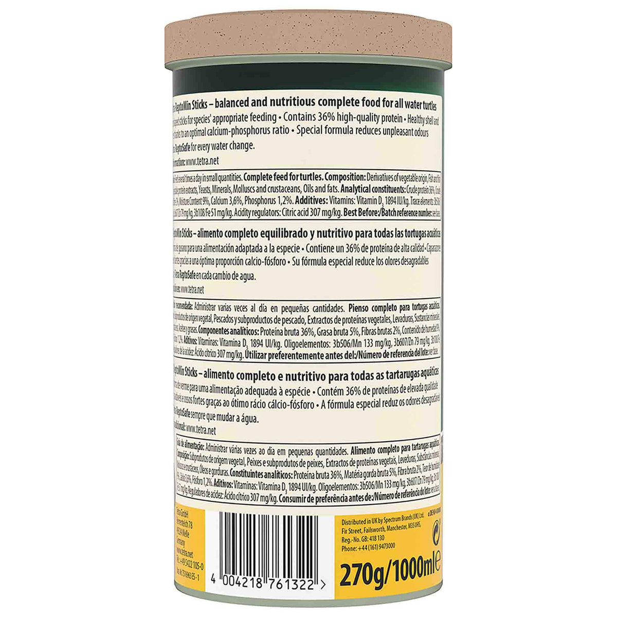 Tetra ReptoMin - 270g Turtle Food Sticks (New version)