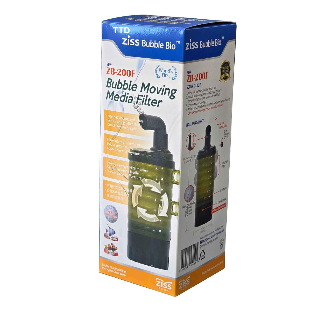 Ziss Aqua Aquarium Fish Bubble Bio Media Filter ZB-200F