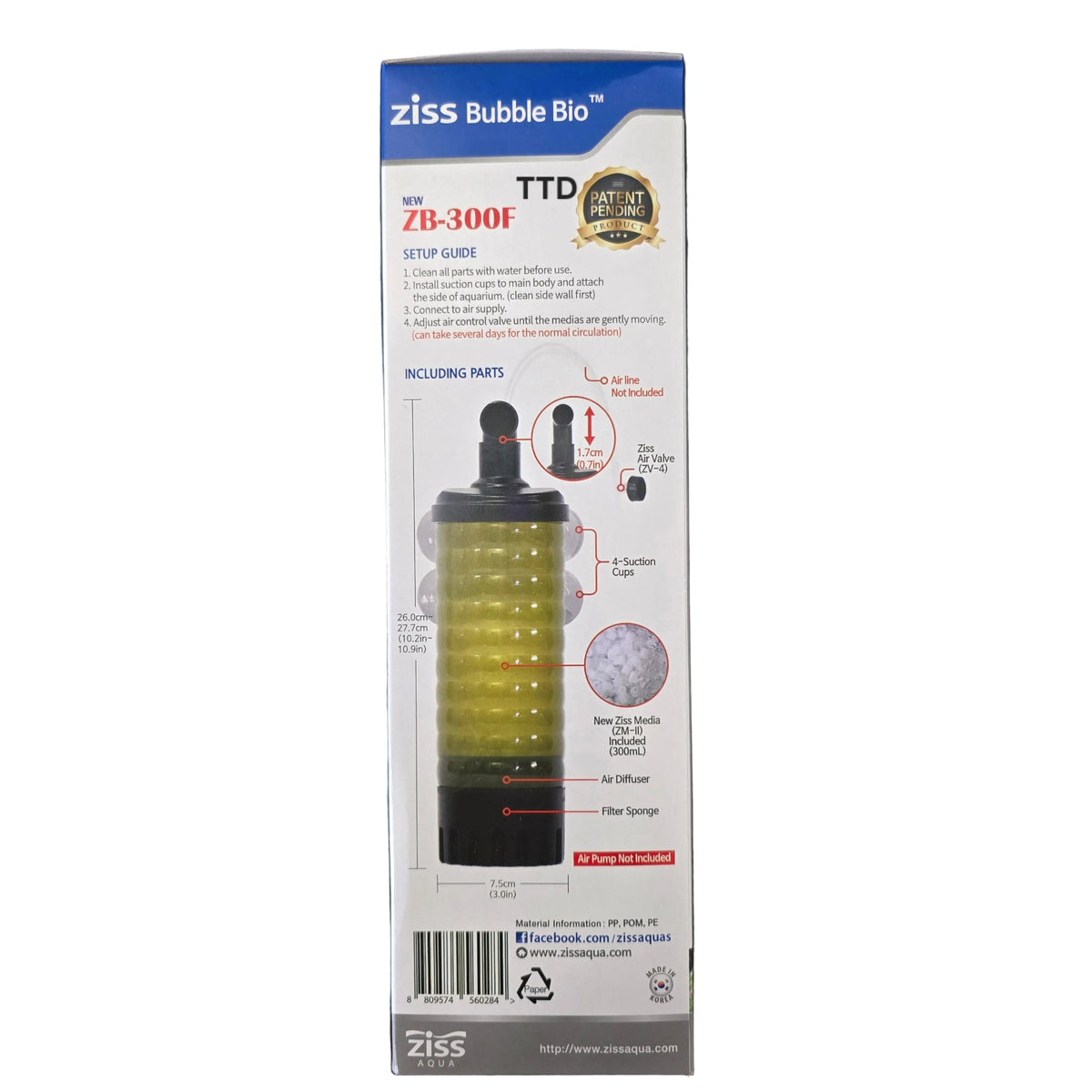 Ziss Aqua Aquarium Fish Bubble Bio Media Filter ZB-300F (Large)**