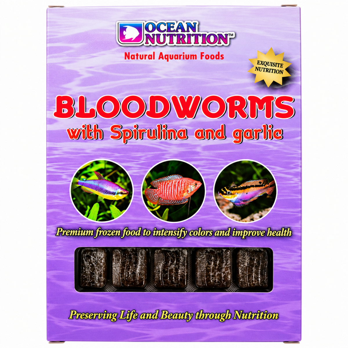 Ocean Nutrition Frozen Bloodworm With Spirulina & Garlic - In Store Pick up only!