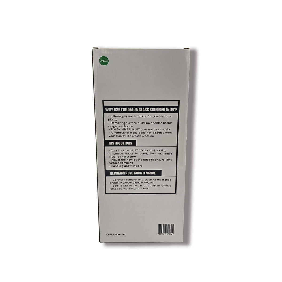 Dalua Glass Skimmer Inlet 16/22mm