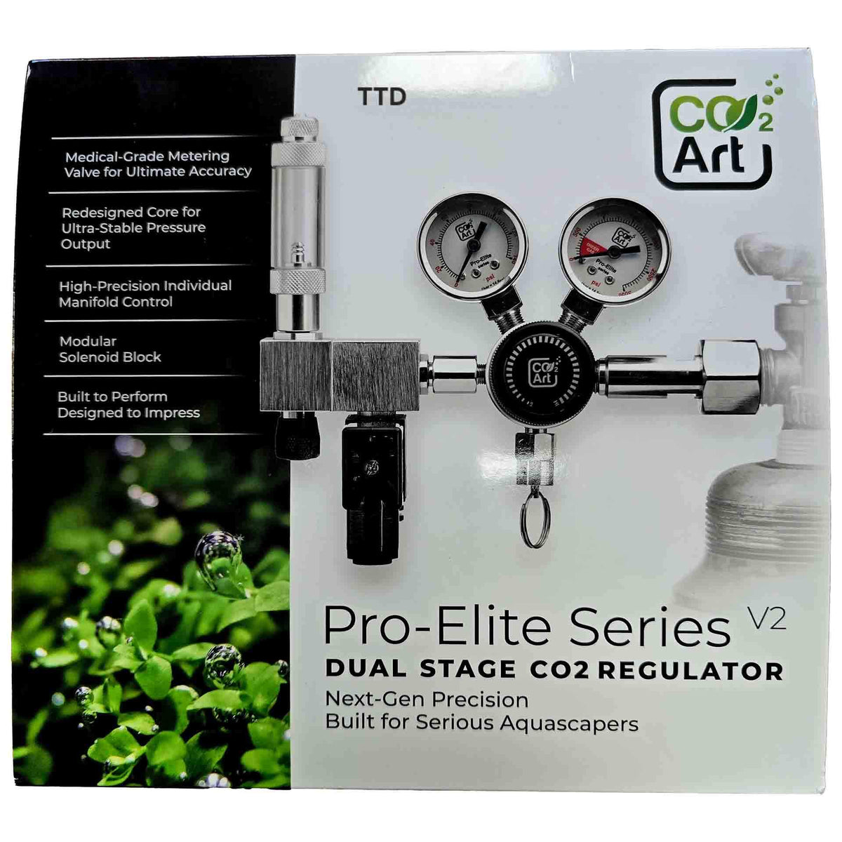 CO2 Art PRO-Elite Series V2 - Advanced Aquarium Dual Stage CO2 Regulator W21.8 X 14