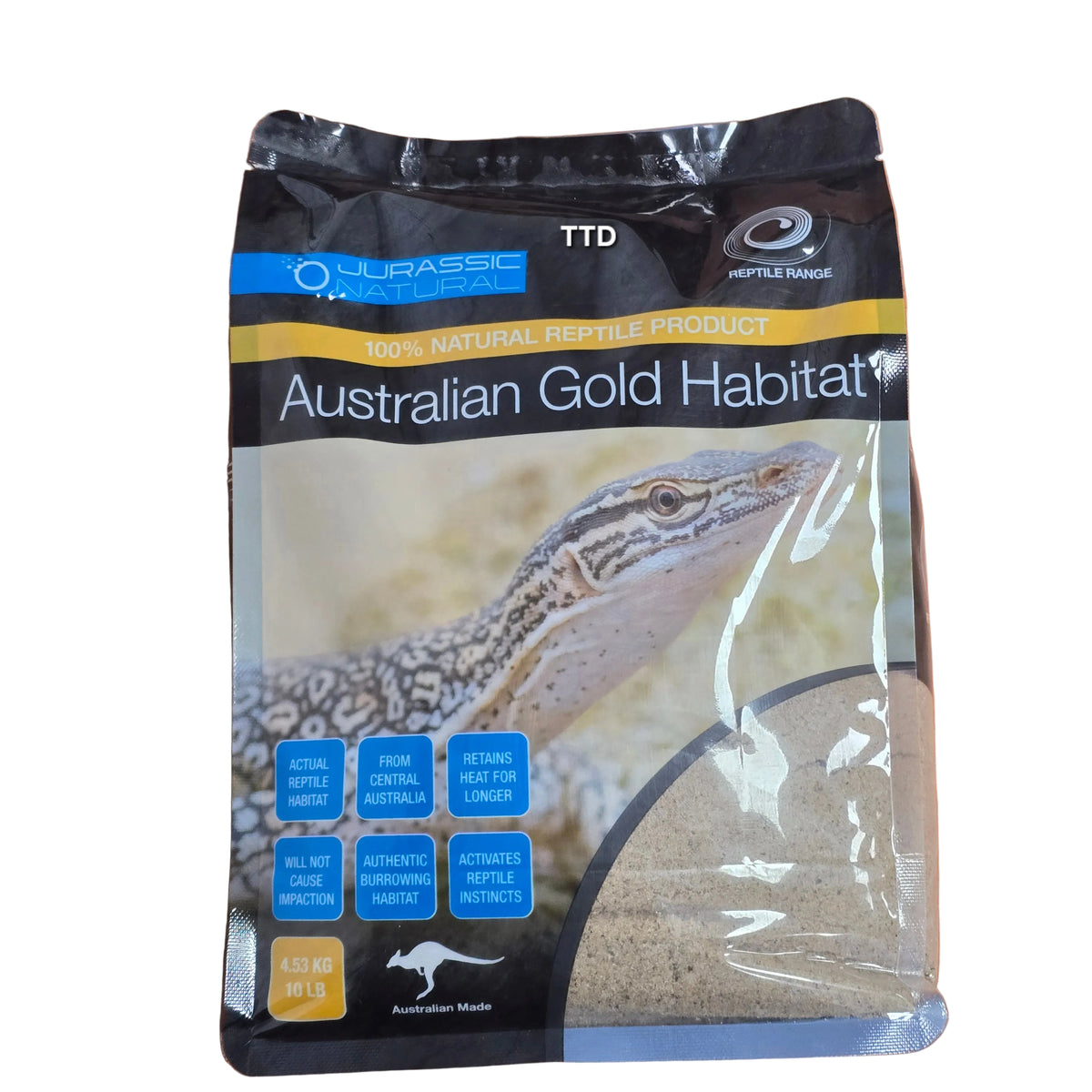 Jurassic Natural Australian Gold Habitat Sand for Reptiles - 4.53KG**
