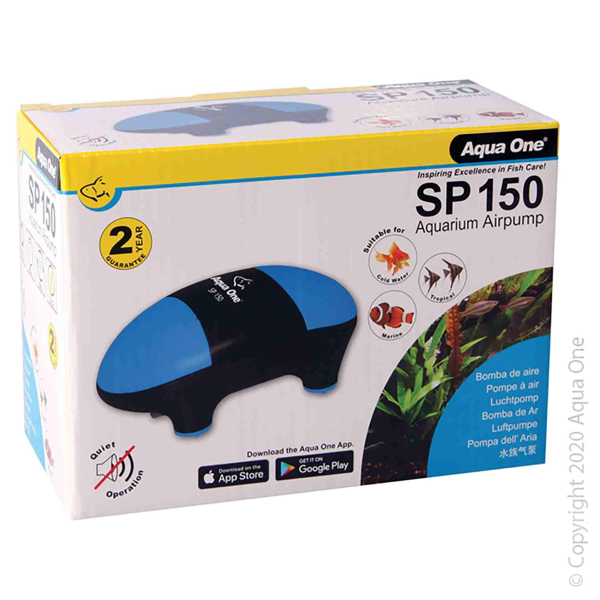 Aqua One SP150 Aquarium Airpump 150l/h Single Outlet