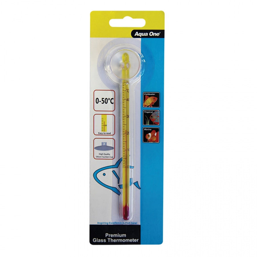 Aqua One Premium Glass Thermometer with Suction Cup