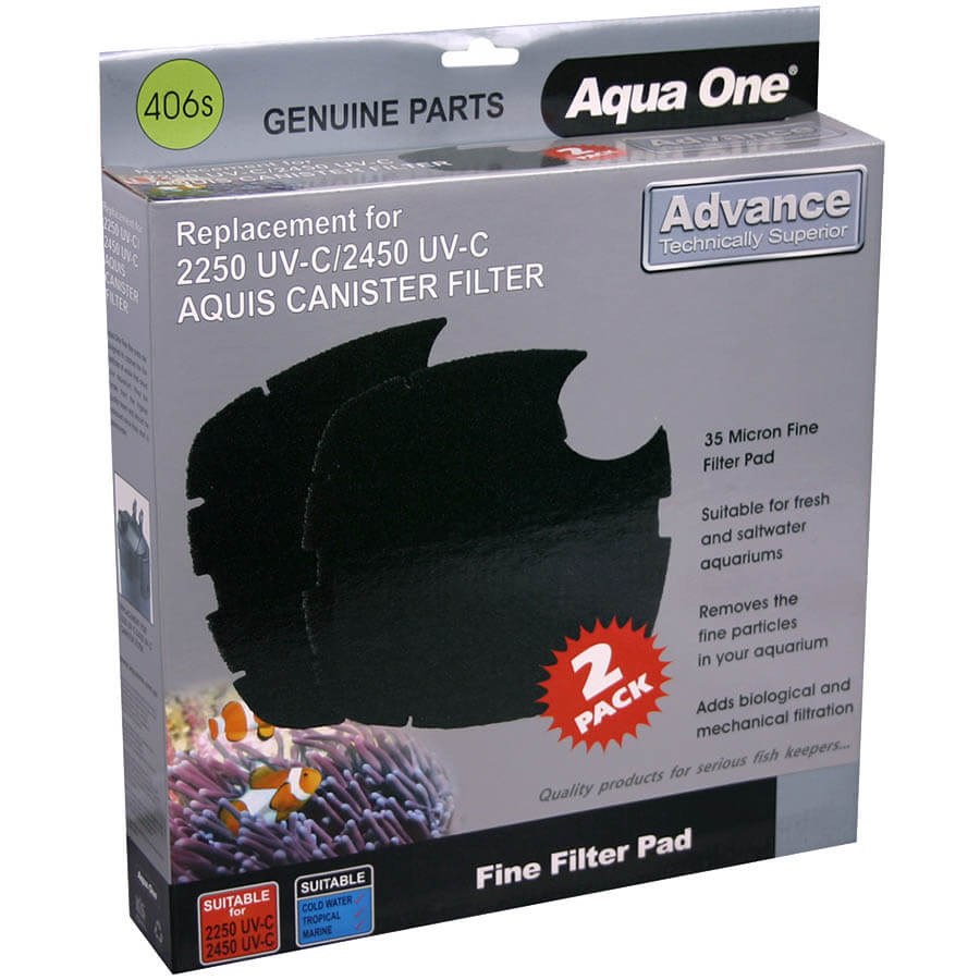 Aqua One Nautilus 2700UVC / Aquis 2250/2450UV Black Sponge 35ppi 2pk 406S