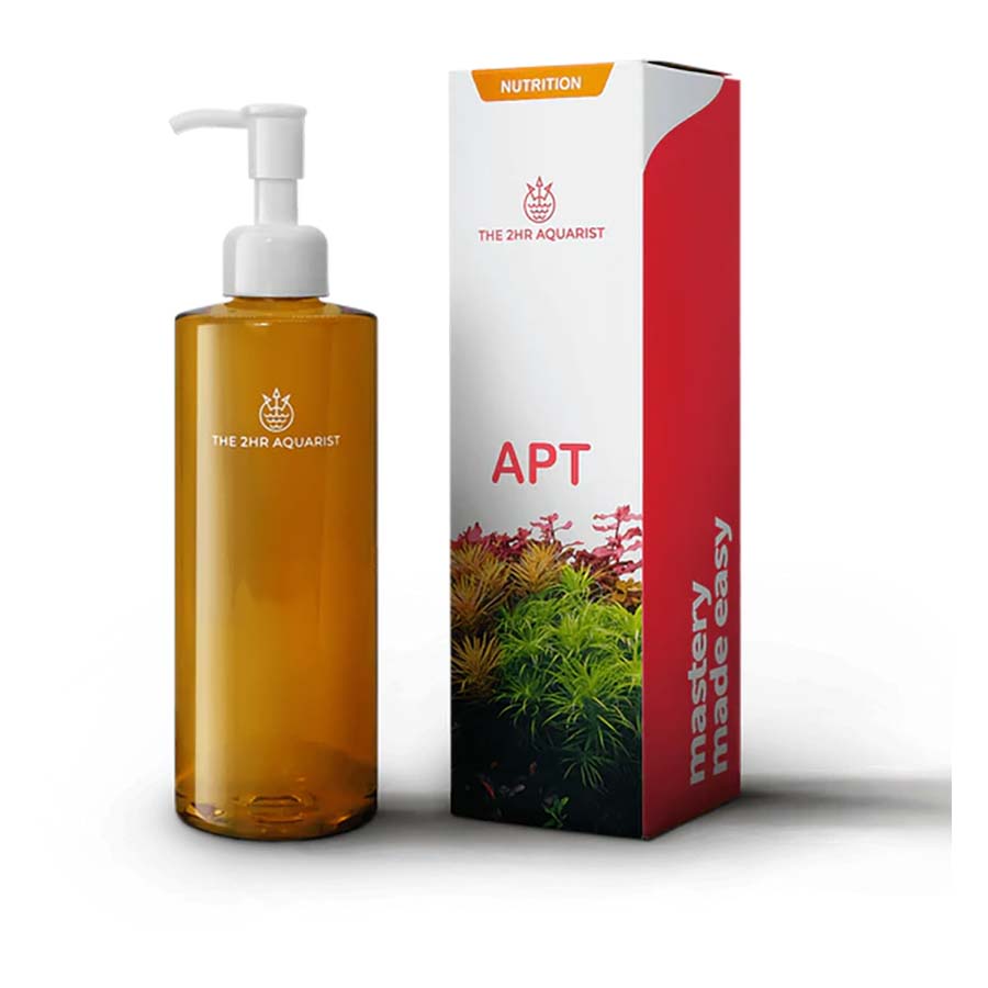 A product image featuring a 300ml bottle of 2Hr Aquarist APT Complete fertiliser next to its packaging box.