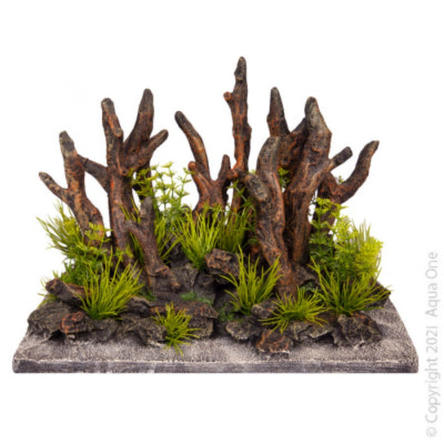 Aqua One Ecoscape Driftwood on Rock Garden Large - 32.5 X 18 X 23.5CM - Artificial Plant