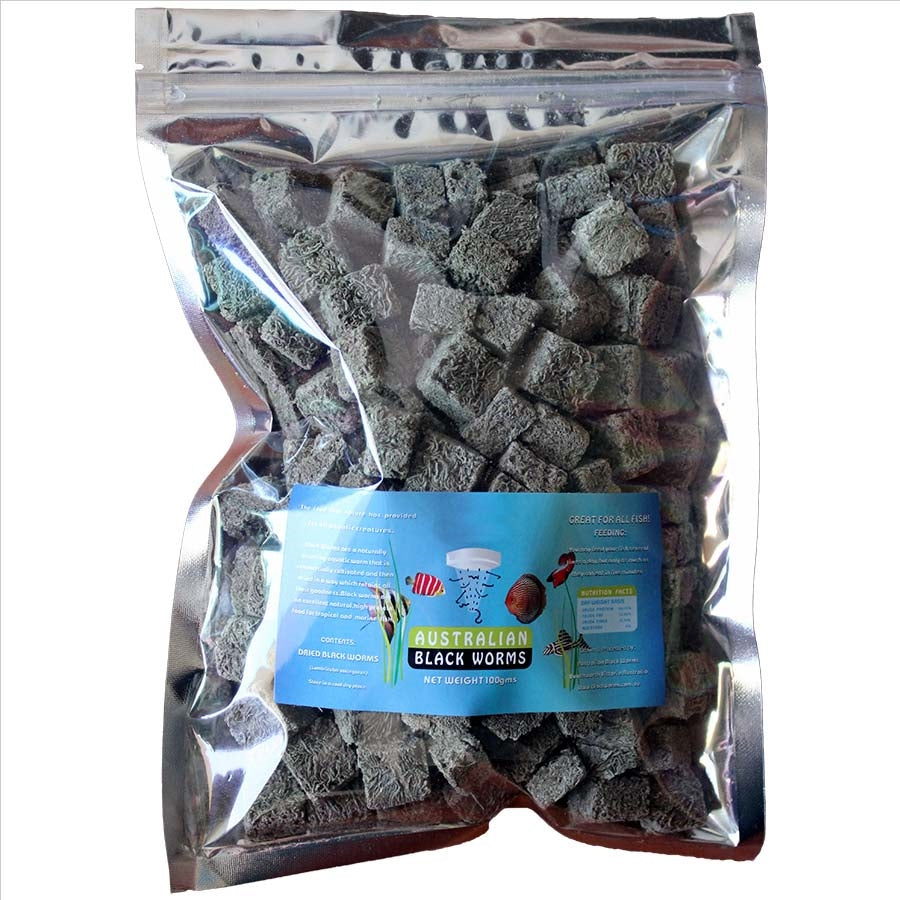 Australian Black Worms 100g Cubes - Freeze Dried with added Spinach