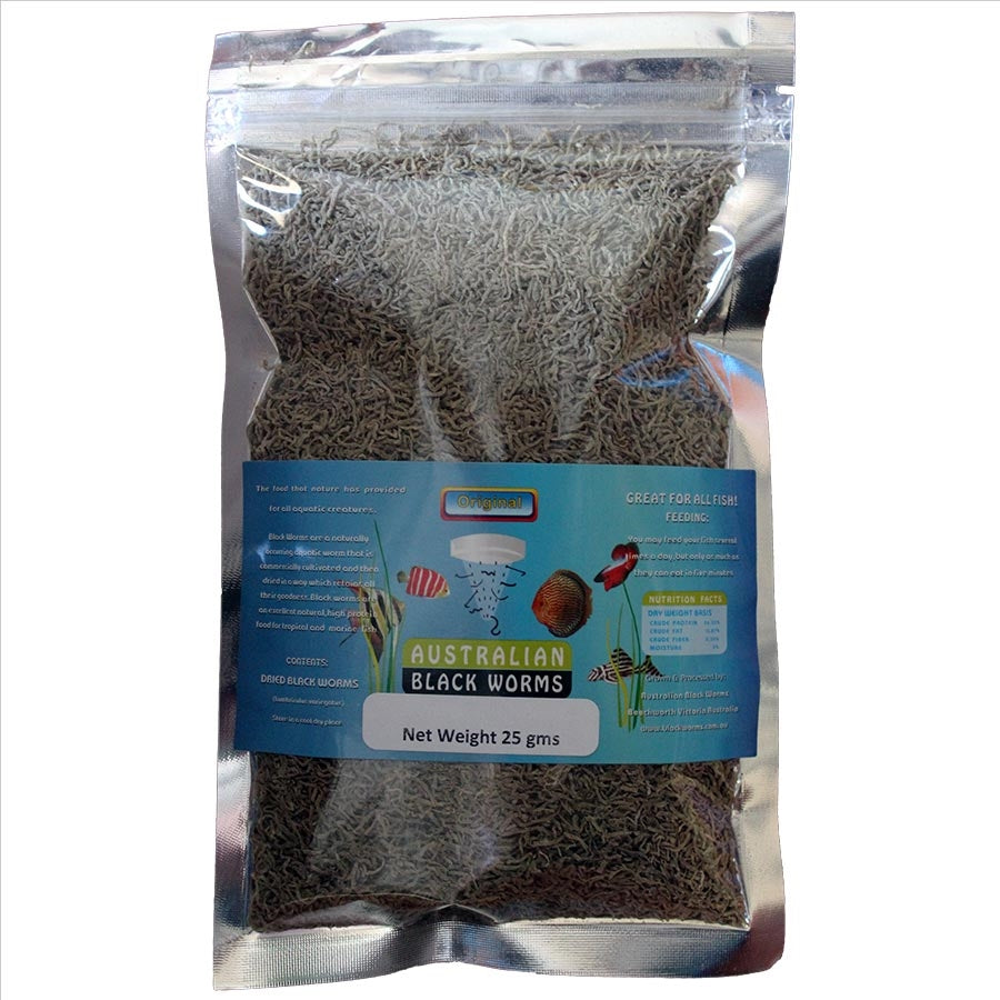 Australian Black Worms 25g Loose - Freeze Dried