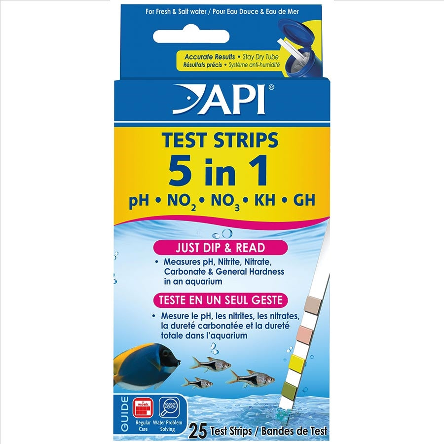 API Aquarium Test Strips 5 in 1 - Pack of 25 Test Strips