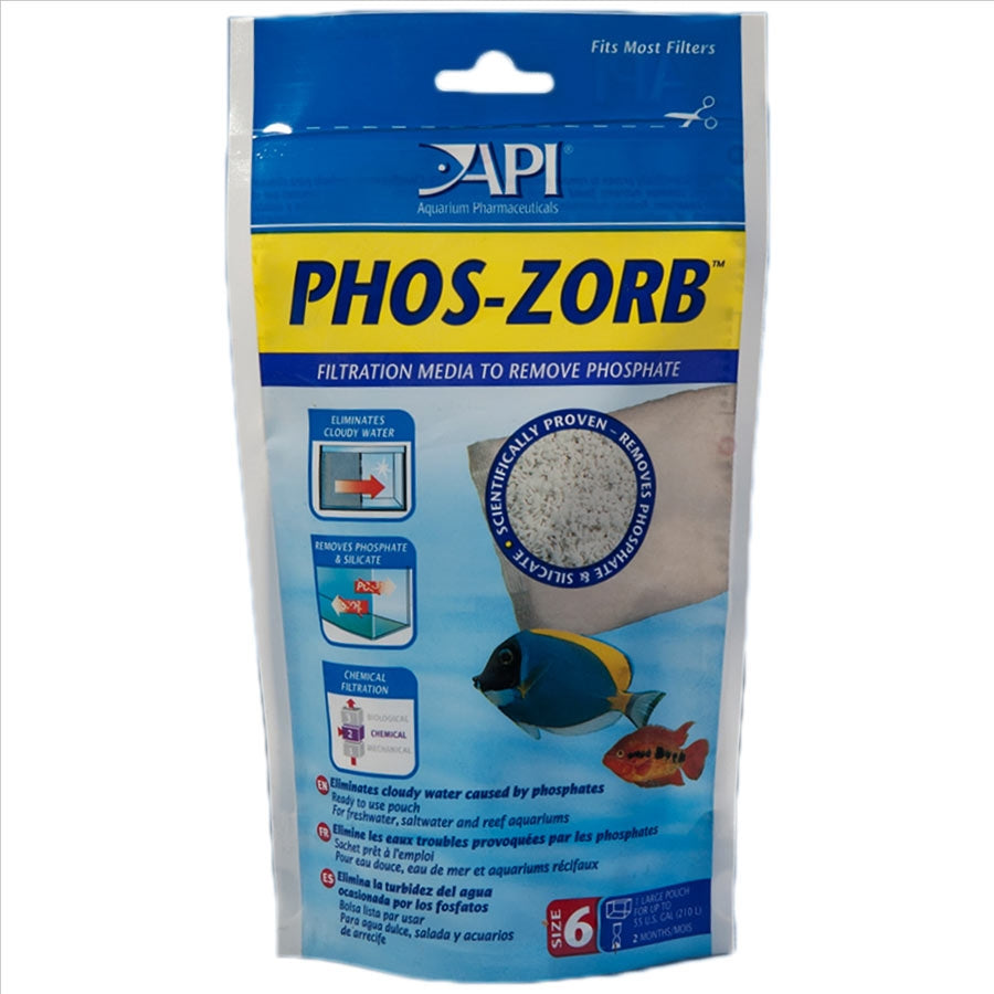 Packaging of API PHOS-ZORB filtration media for aquarium water treatment.