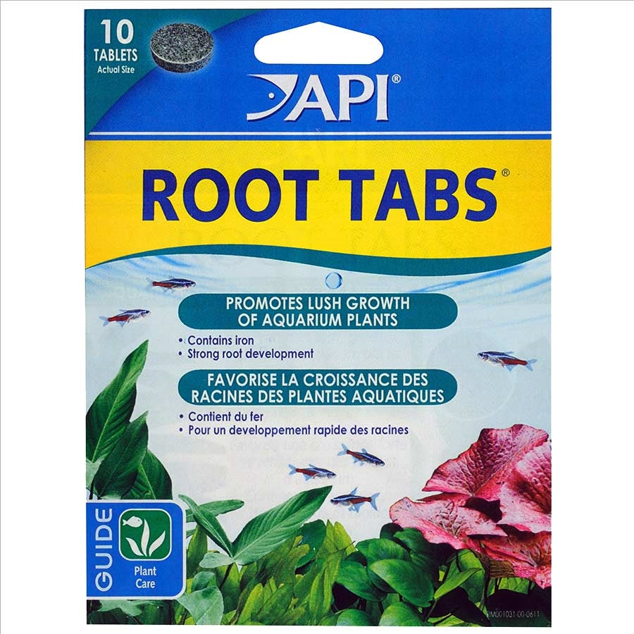 Blister card packaging for API Root Tabs with product information and images of plants on the front.