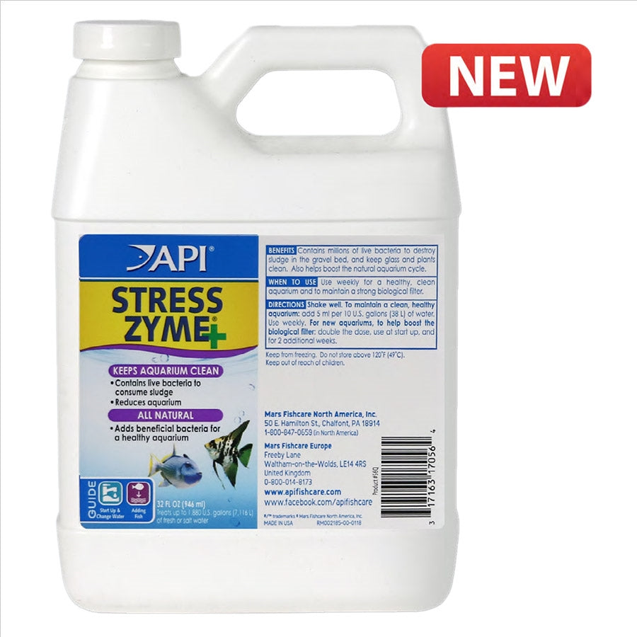 A new API Stress Zyme bottle for aquarium water treatment.
