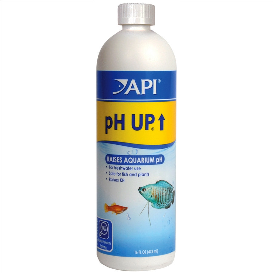A bottle of API pH Up Professional Size for aquarium water treatment.