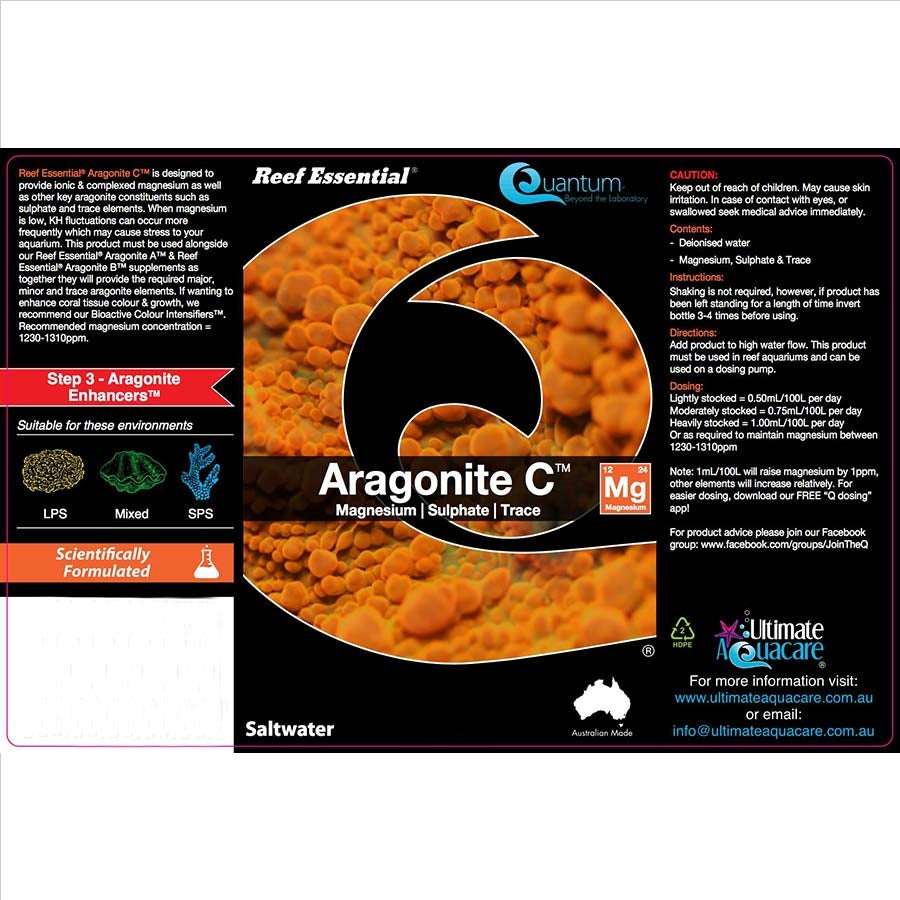 Quantum Reef Essential 5 litres Aragonite C - Magnesium Sulphate and Trace