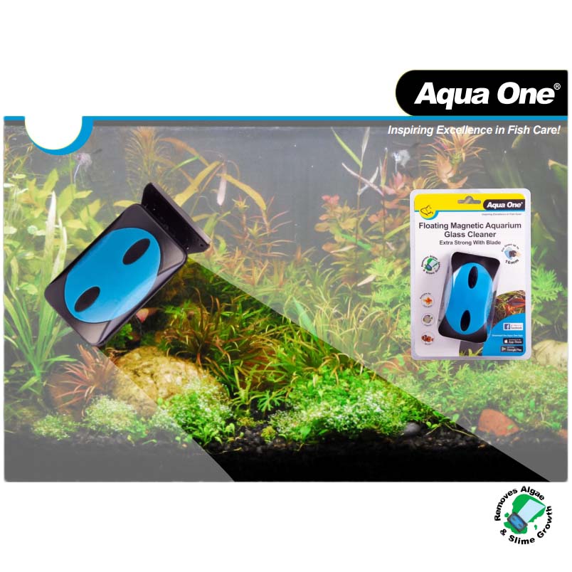 Aqua One Floating Magnet Aquarium Glass Cleaner up to 16mm Glass - The Tech  Den