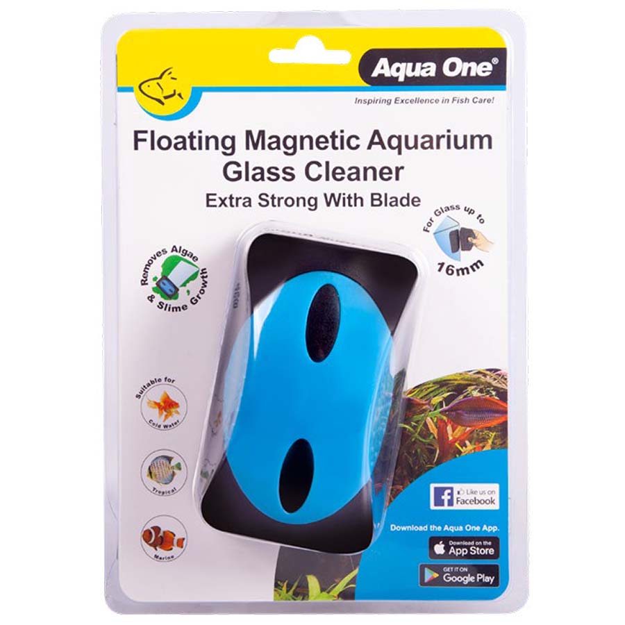 Aqua One Floating Magnet Aquarium Glass Cleaner up to 16mm Glass