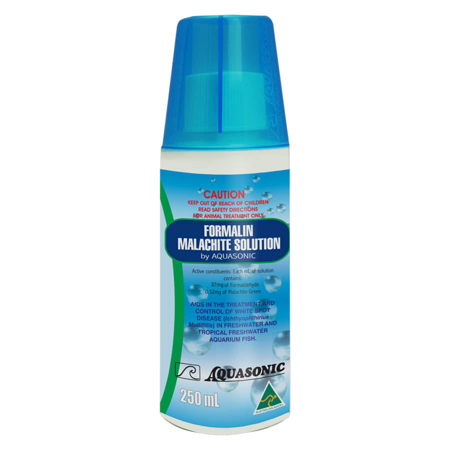 Aquasonic Formalin Malachite 250ml - White Spot Treatment - Australian Made