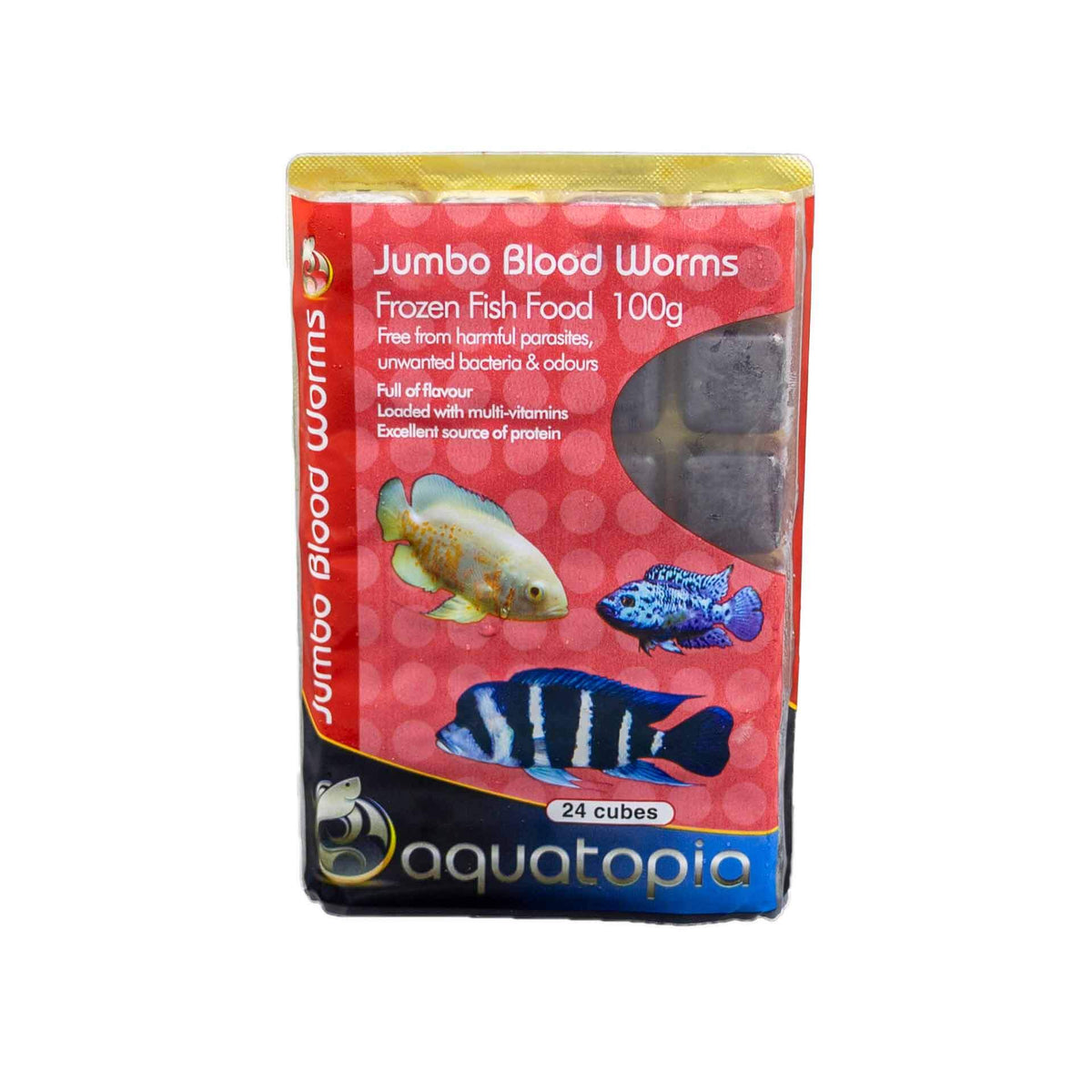 Aquatopia Jumbo Blood Worms 100g - Frozen Food - In Store Pick Up Only