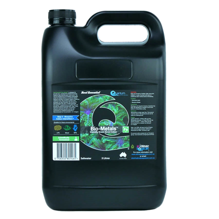 Quantum Reef Essential 5 litres Bio-Metals - Intensify Green Coral Colour - CLEARANCE
