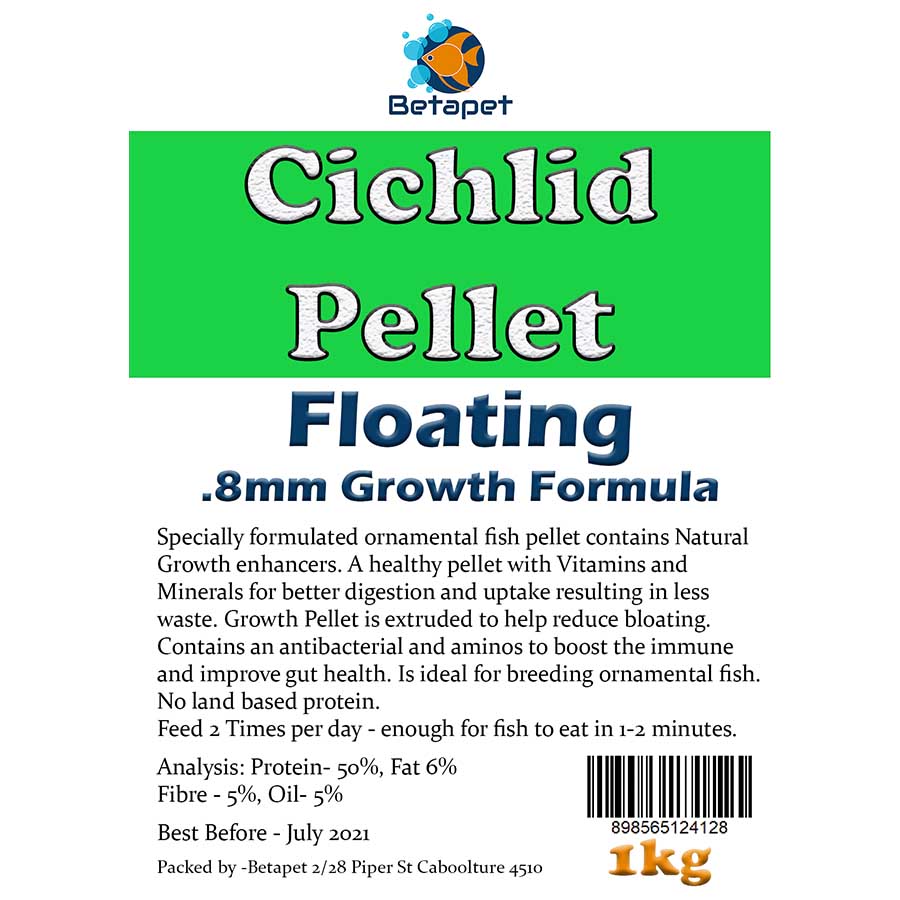 Betapet Cichlid Growth Pellet 1kg (0.8mm Size Floating Pellet)
