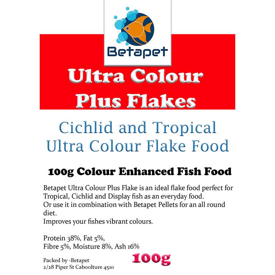 Betapet Ultra Colour Plus Flakes 100g Colour Enhancing Flake Fish Food