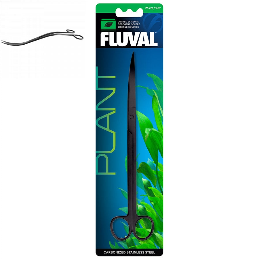 Fluval S Curved Planter Scissors - 25cm Carbonised Stainless Steel