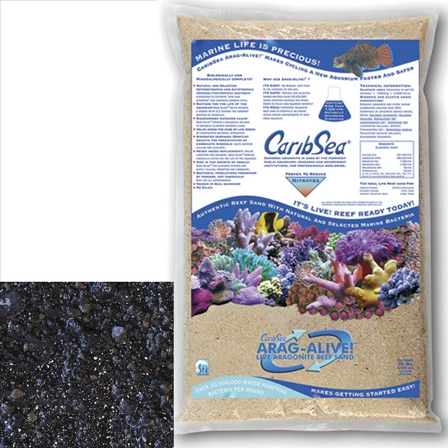 Carib Sea Arag-Alive Hawaiian Black 9.1kg Size .1-3mm Gravel **