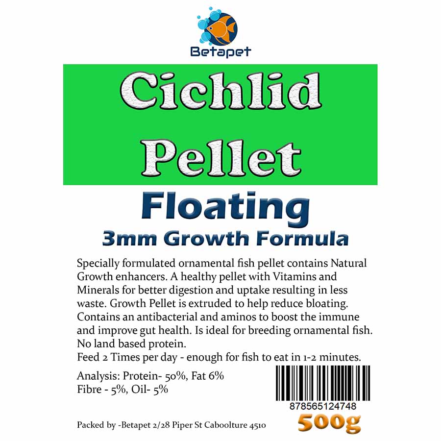Betapet Cichlid Growth Pellet 500g (3mm Size Floating Pellet)