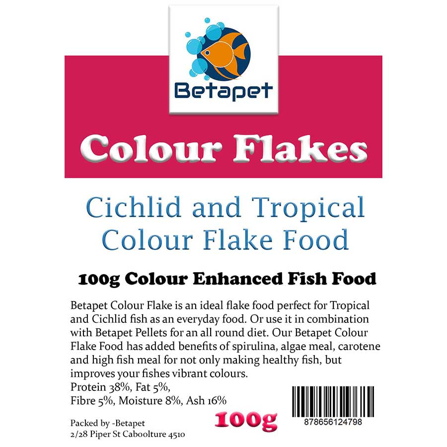 Betapet Colour Flakes 100g Colour Enhancing Flake Fish Food