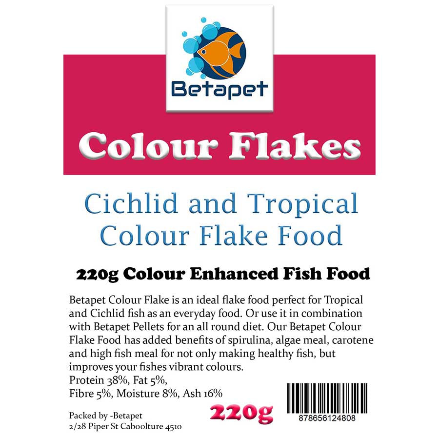 Betapet Colour Flakes 220g Colour Enhancing Flake Fish Food