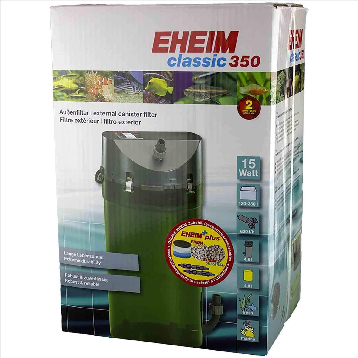Eheim Classic 350 - 2215 (With Sponge and Bio Media) Canister Filter