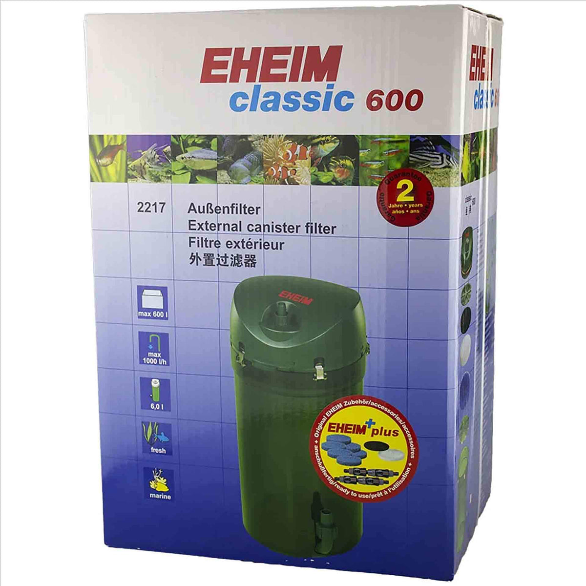 Eheim Classic 600 - 2217  (With Sponge Media) Canister Filter