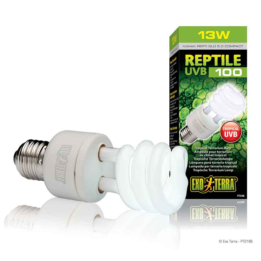 Exo Terra Reptile UVB 100 Repti Glo 5.0 Compact Fluorescent 13w Tropical - PT2186