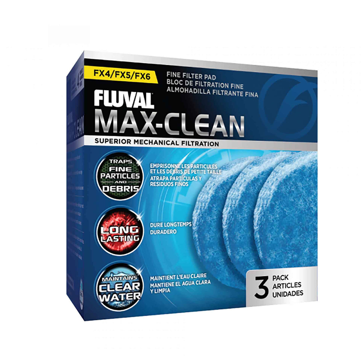 Fluval FX4/FX5/FX6 Fine Filter Pads (3 Pack) (Blue)