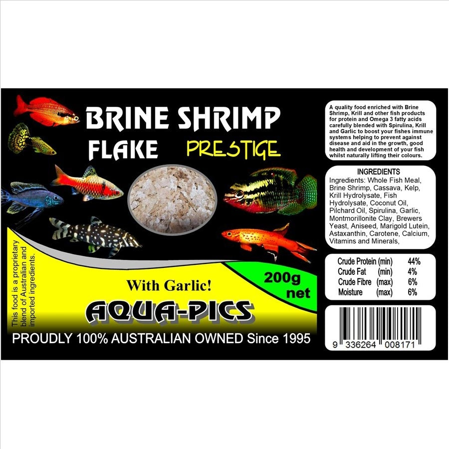 Aqua-Pics Brine Shrimp Flake Food 200g With Garlic