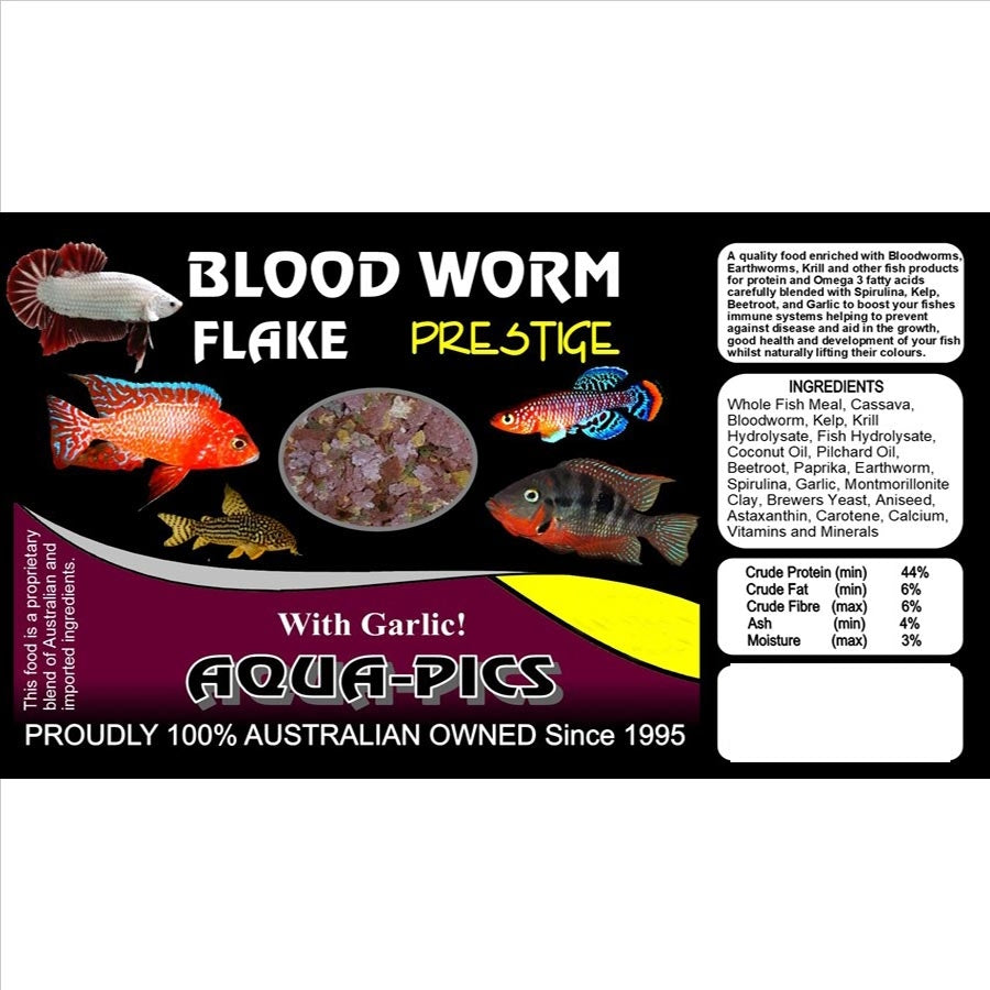 Aqua-Pics Bloodworm Flake Food 100g With Garlic