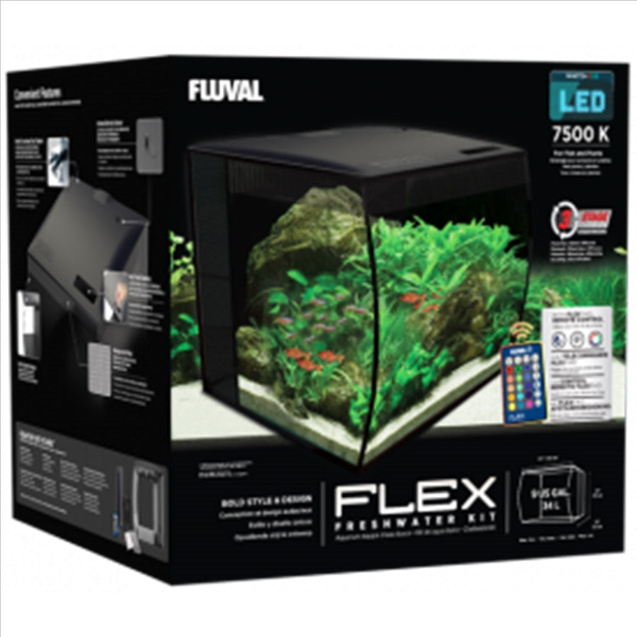 Fluval Flex 34l Black Aquarium Plug and Play with Remote Light