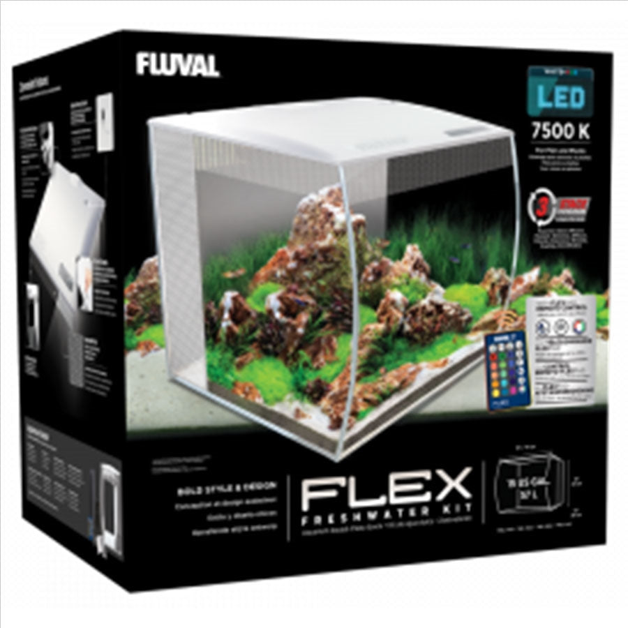 Fluval Flex 34l White Aquarium Plug and Play with Remote Light