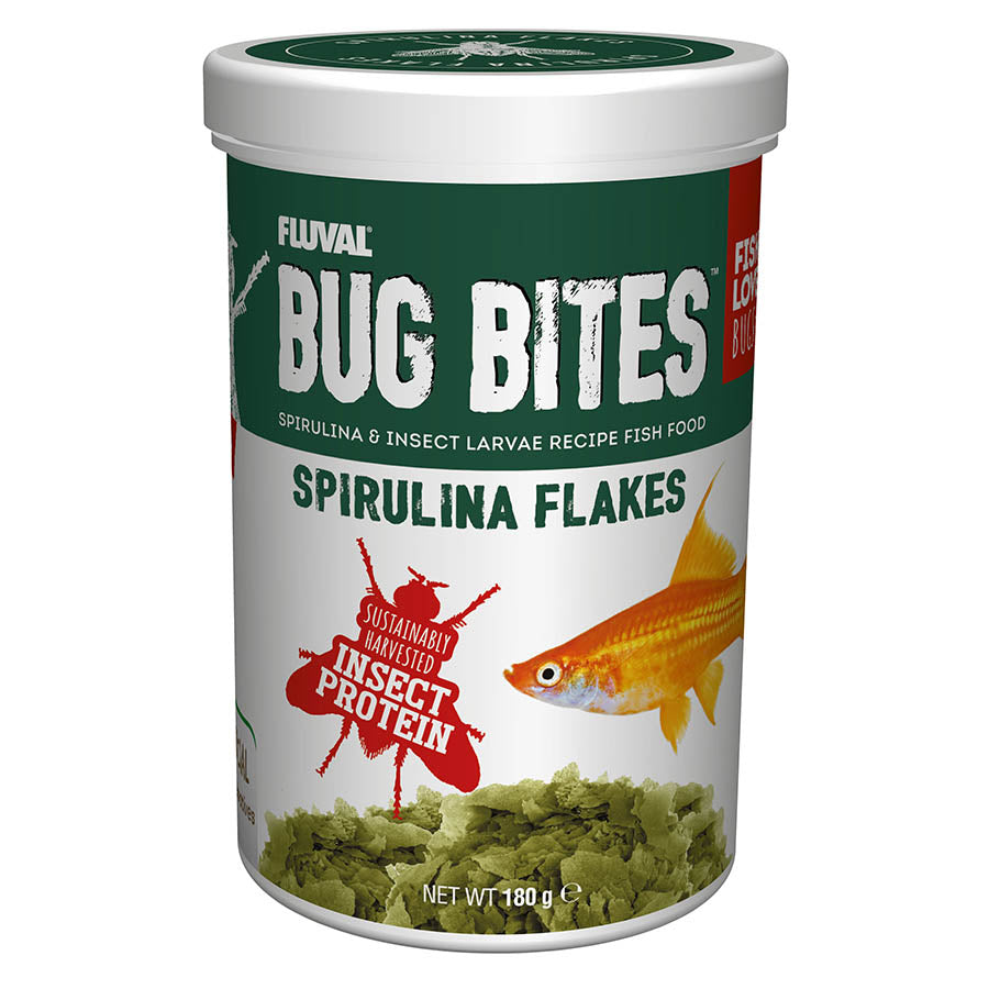 Fluval 180g Bug Bites Spirulina Flakes Fish Food